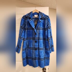 Joseph Ribkoff Vibrant Blue Checkered Teddy Jacket
